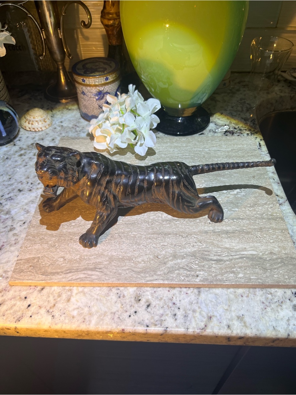 Antique Bronze Tiger Sculpture 4 lbs 2.5 ounces